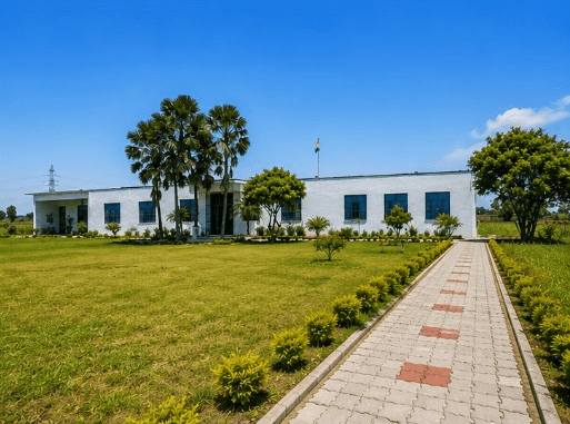 Campus lawn and teaching block at Gautam Buddha College of Education